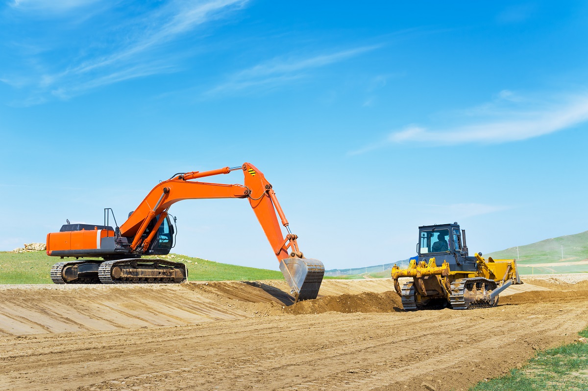 Plant courses - Excavator and bulldozer on road construction